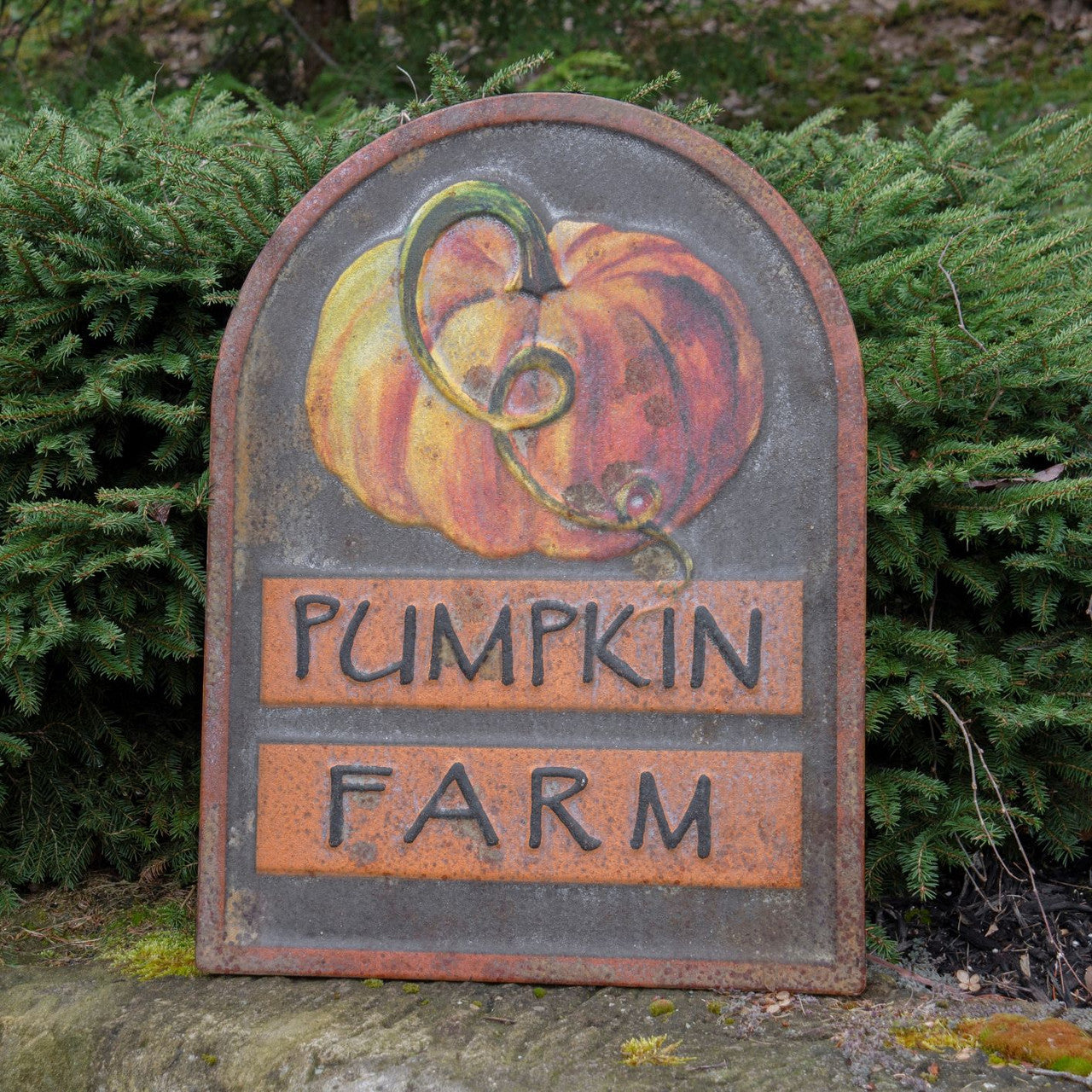 Embossed Metal Pumpkin Farm Sign