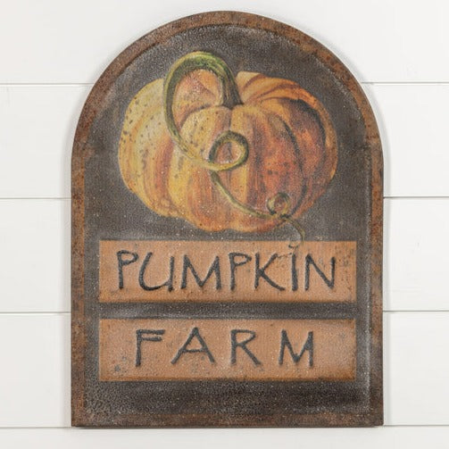 Embossed Metal Pumpkin Farm Sign