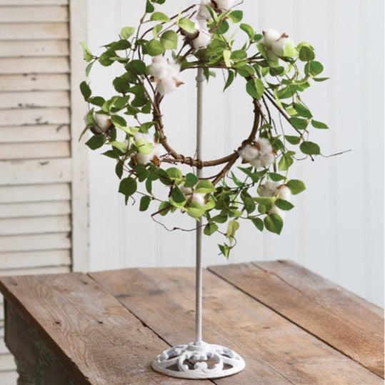 Extendable White Wreath Holder