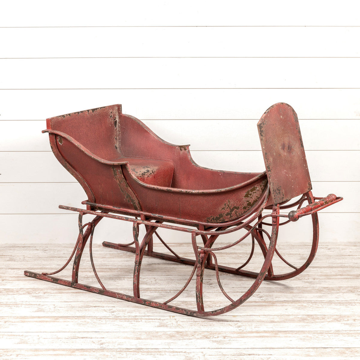 Oversized Rusty Red Metal Sleigh