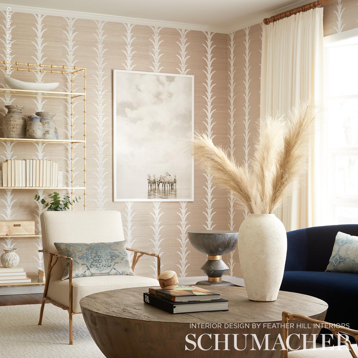 Schumacher Acanthus Stripe Sisal Wallpaper