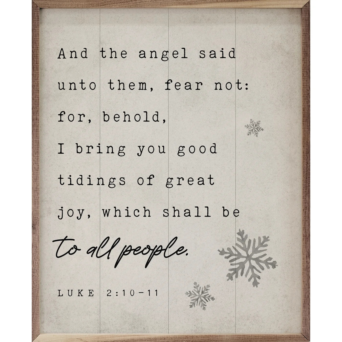 To All People Luke 2:10-11 Snowflakes Wood Framed Print